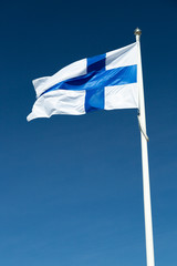 The Finnish Flag on a Flagpole