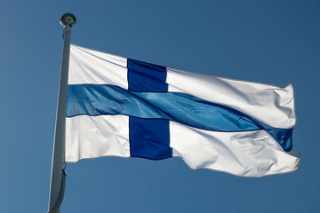 The Finnish Flag on a Flagpole