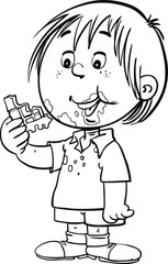 Child eating chocolate