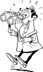 man with binoculars