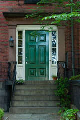Fototapeta na wymiar Entrance of a historic victorian house at Beacon Hill, Boston, Massachusetts, USA.