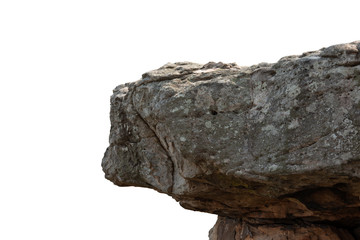 Cliff stone located part of the mountain rock isolated on white background.