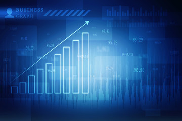 2d rendering Stock market online business concept. business Graph 