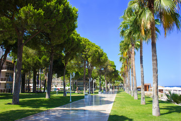 Obraz premium Palm Alley at the Hotel Alvadonna in Turkey at summer vacation - Turkey, Antalya, 07.17.2018