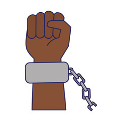 Black hand with chain cartoon