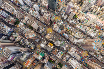 Top view of Hong Kong downtown city