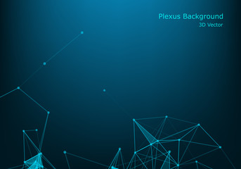 Geometric abstract background with connected lines and dots. Wave flow. Molecule and communication background. Graphic background for your design. Vector illustration