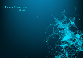 Abstract polygonal space low poly dark background with connecting dots and lines. Connection structure.