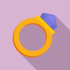 Gold magic ring icon. Flat illustration of gold magic ring vector icon for web design