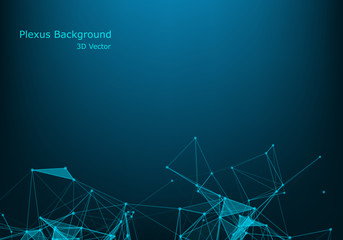 Abstract vector illuminated particles and lines. Plexus effect. Futuristic vector illustration. Polygonal Cyber Structure With Lens Flare Light Rays. Data Connection Concept.