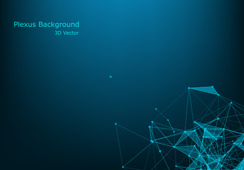 Abstract vector illuminated particles and lines. Plexus effect. Futuristic vector illustration. Polygonal Cyber Structure With Lens Flare Light Rays. Data Connection Concept.