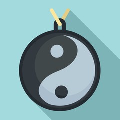 Yin yang medallion icon. Flat illustration of yin yang medallion vector icon for web design