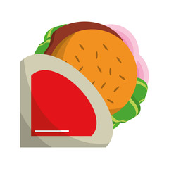 Fast food hamburger topview