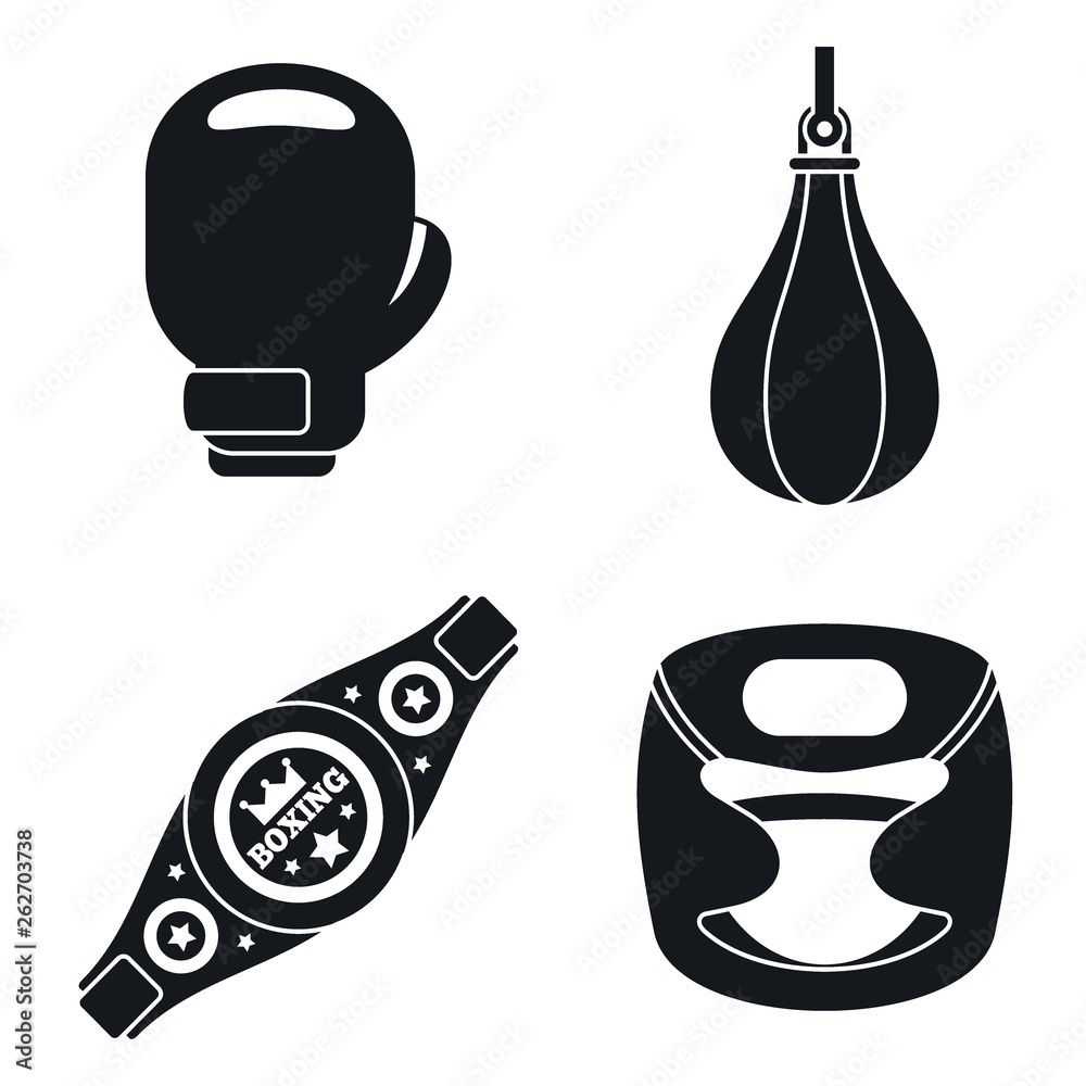 Wall mural Boxing tool icons set. Simple set of boxing tool vector icons for web design on white background