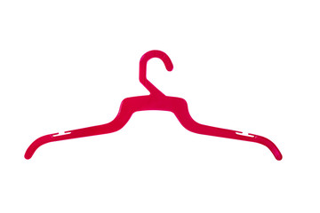 red plastic clothes hanger isolated on white