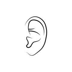 Ear icon on white background. Vector illustration.