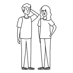 young couple avatars characters