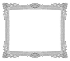 The antique silver or gray frame on the white background