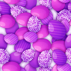 Seamless pattern ornament cute Easter eggs. Vector cartoon image.