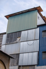 Corrugated zinc skin wall for modern architecture in Penang, Malaysia.
