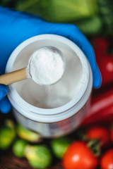 Collagen Protein Supplement Powder and Vegetables