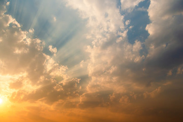 colorful dramatic sky with cloud at sunset