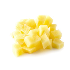 Chopped potato isolated over a white background