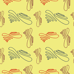 hand-drawn elements seamless pattern. vector illustration yellow color retro style