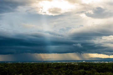 Obraz na płótnie Canvas thunder storm sky Rain clouds .