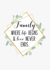 Family quote and saying typography