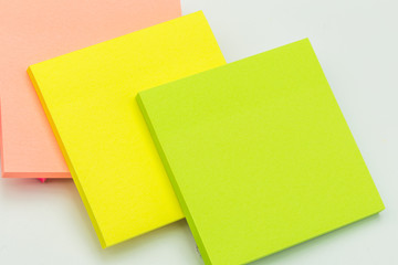 set of colour  paper stick note on a white background