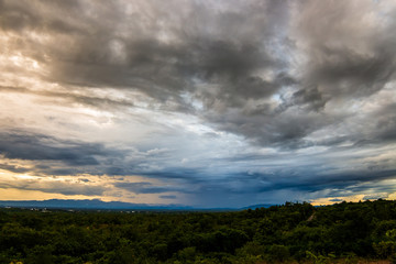 colorful dramatic sky with cloud at sunset.
