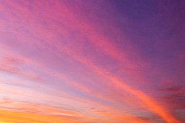 .colorful dramatic sky with cloud at sunset.