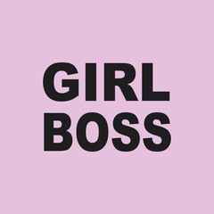 Girl boss written in bold font quote with lilac background