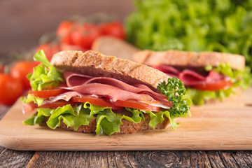 sandwich with ham and lettuce