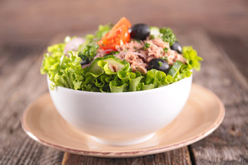vegetable salad and tuna fish