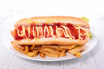 hot dog and french fries
