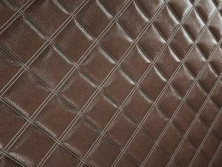 Naklejka premium Alligator or crocodile brown Leather Square stitched texture
