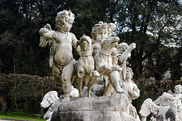 Sculptures of the famous fountain in the royal park of Caserta.