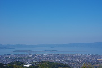 Obraz premium 長崎県大村市の遠景 大村市街地