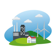 Obraz premium building factory scene icon