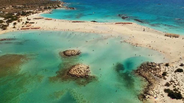 Elafonissi beach aerial footage of this stunning white sand beach located in Crete, Greece