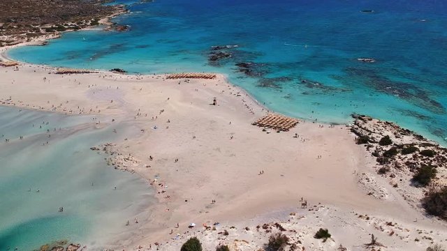 Stunning aerial view of Elafonissi, an exotic place with little sand islets