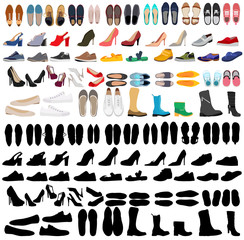  isolated, set of men's and women's shoes - obrazy, fototapety, plakaty