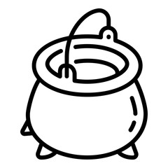 Cast iron pot icon. Outline cast iron pot vector icon for web design isolated on white background