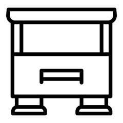 TV stand icon. Outline TV stand vector icon for web design isolated on white background