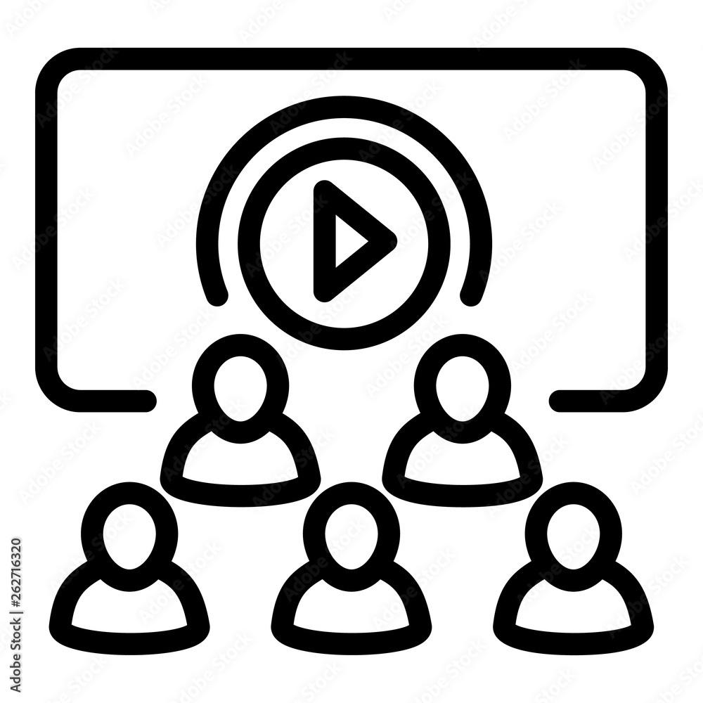 Poster multiple video viewing icon. outline multiple video viewing vector icon for web design isolated on w