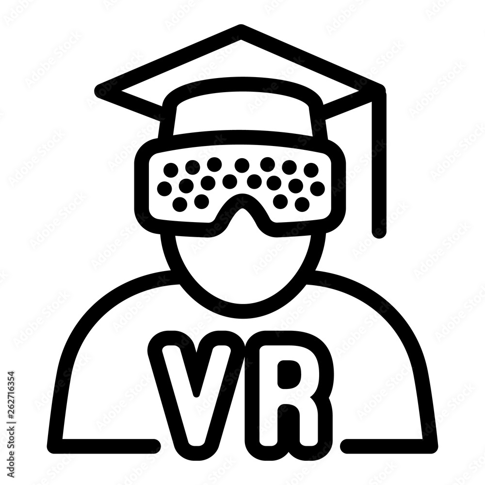 Poster learning with vr icon. outline learning with vr vector icon for web design isolated on white backgro