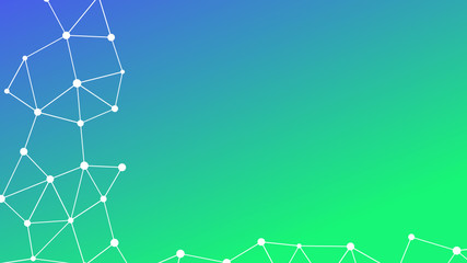 Abstractly connected points on colorful background, technology abstract background. Technology Concept, LowPoly, Polygons, Triangles, Network, Social Network, IOT, Internet