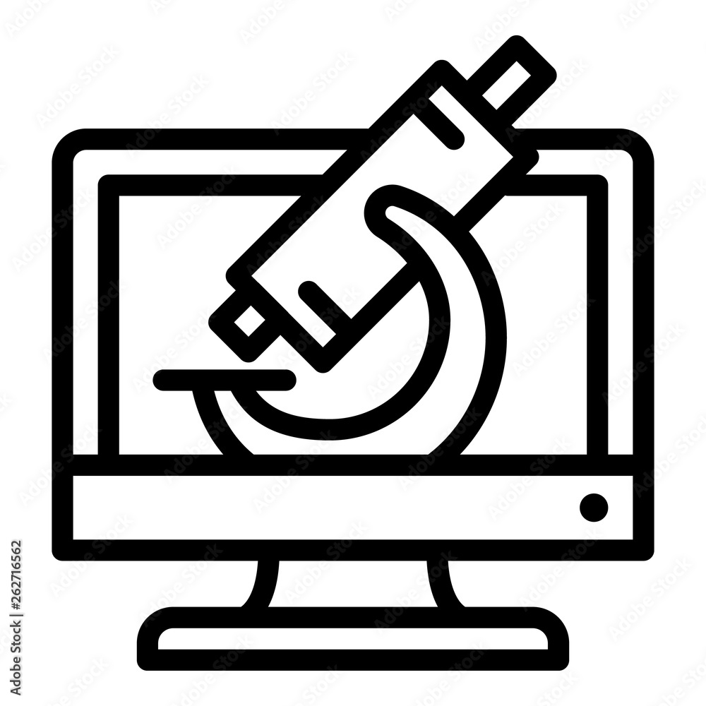 Poster microscope on the monitor icon. outline microscope on the monitor vector icon for web design isolate